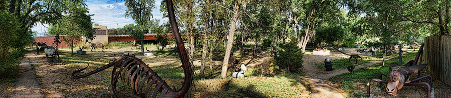 walking path around the metal sculptures