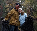 It's starting to snow during the Cache la Poudre River Cleanup