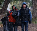 Definitely snowing now at the Cache la Poudre River Cleanup